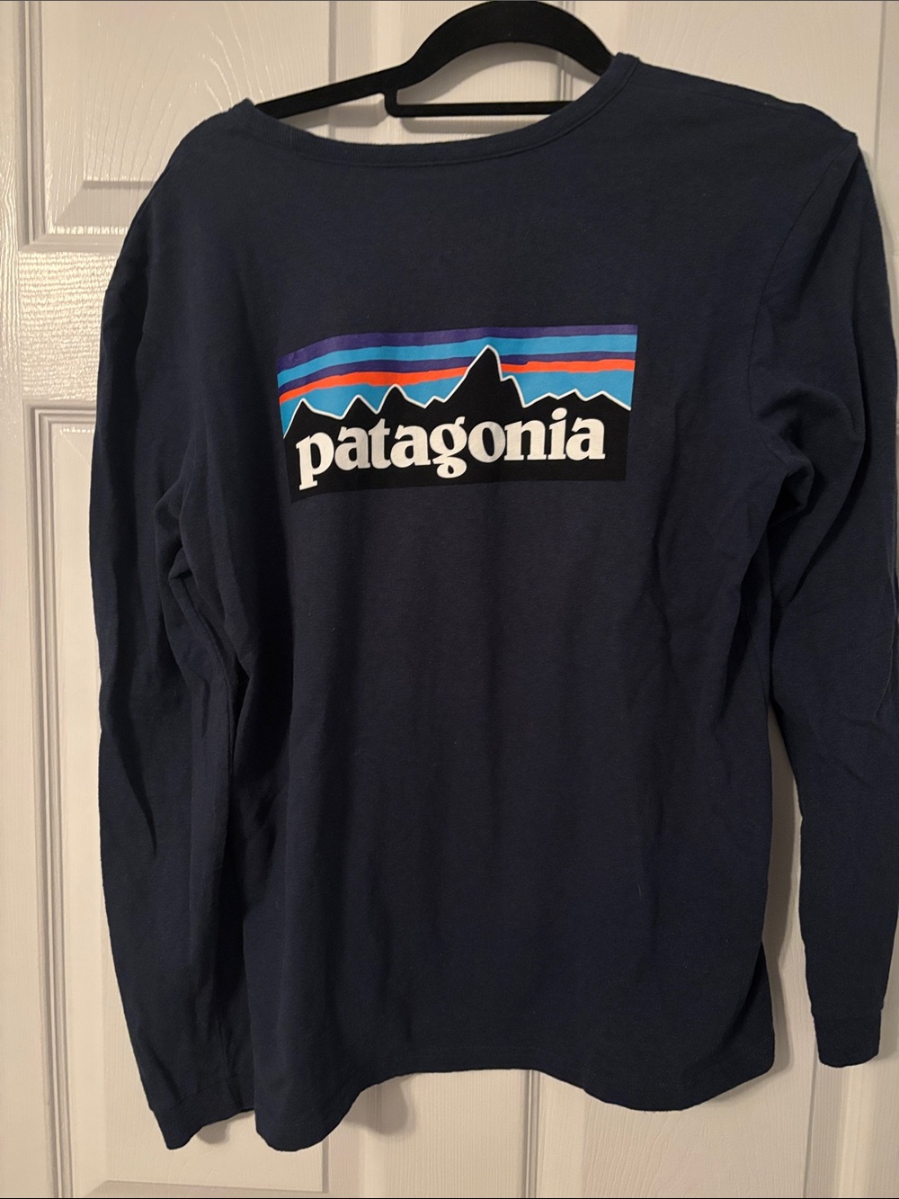 Patagonia Navy Crewneck Long-Sleeve with Multicolor Logo